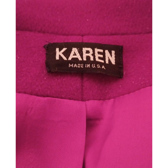 VTG KAREN Red Wool Coat Womens Large Mid Length Classic Winter Holiday Color - Picture 6 of 8